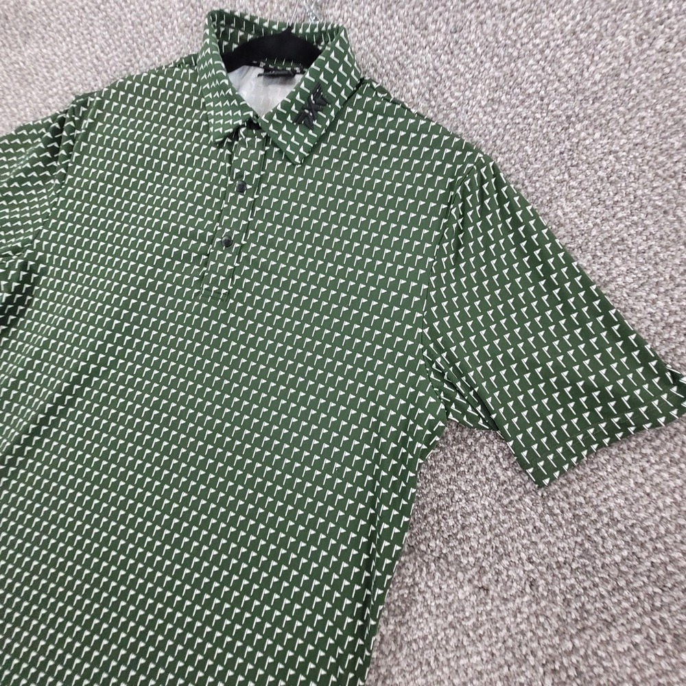 PXG Parsons Xtreme Golf Mens Green Flag Print Polo Shirt Performance Size Small